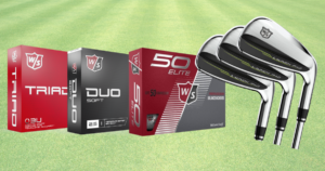 Wilson golf triad, duo soft, fifty golf balls and Launch Irons