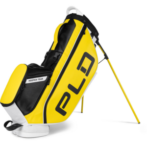 Left Side View of PING PLD Hoofer Stand Bag in black and yellow