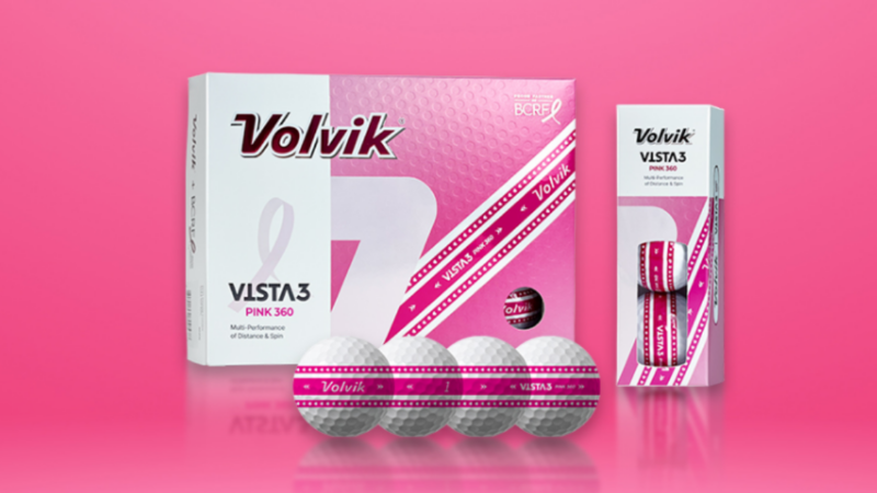 White with Pink Stripe Golf Balls on Pink Background