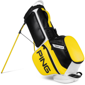 Right Side View of PING PLD Hoofer Stand Bag in black and yellow
