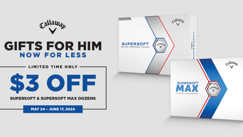 Face of Callaway SuperSoft Max And SuperSoft Golf Ball Dozens Box on grey background