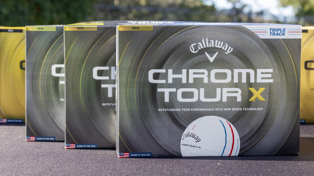 A closeup of three Callaway Chrome Tour X boxes.